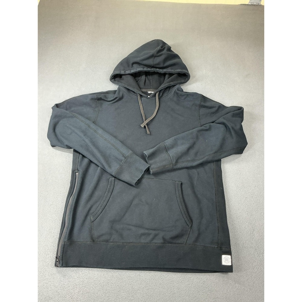 Reigning Champ Hoodie Mens Large Black Side Zip Fleece Pullover Sweatshirt
